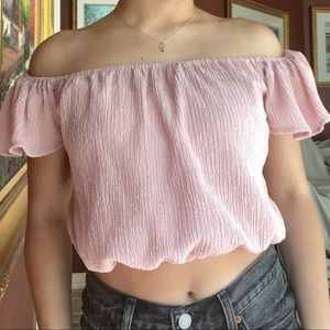 Off the Shoulder Blush Crop Top